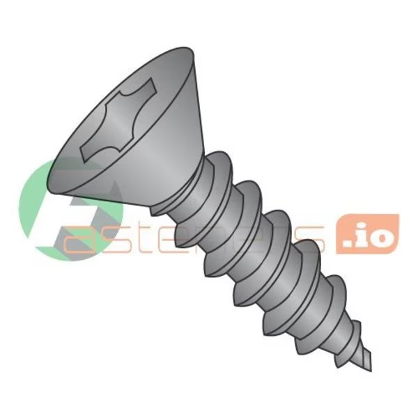 Sheet Metal Screw, #6 x 1-1/2 in, Black Oxide Steel Flat Head Phillips Drive, 6000 PK, Newport Fasteners, Mfr#: 527176